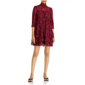 NWT Cinq a Sept Stargazer Lilies Print Tiered Dress - size 2